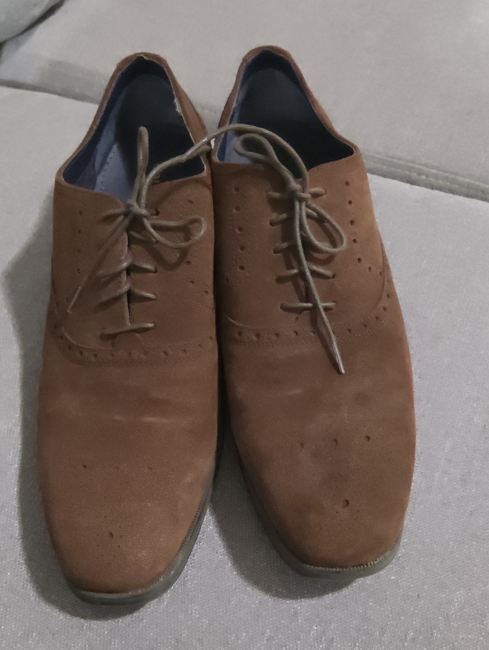 Cole Haan Grand.OS Men's Brown Suede Wingtip Lace-Up Dress Shoes